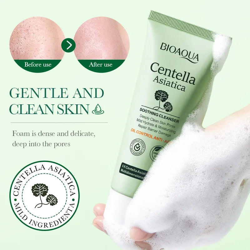 BIOAQUA Centella Asiatica Cleanser – Oil Control & Hydrating Foam 🌿