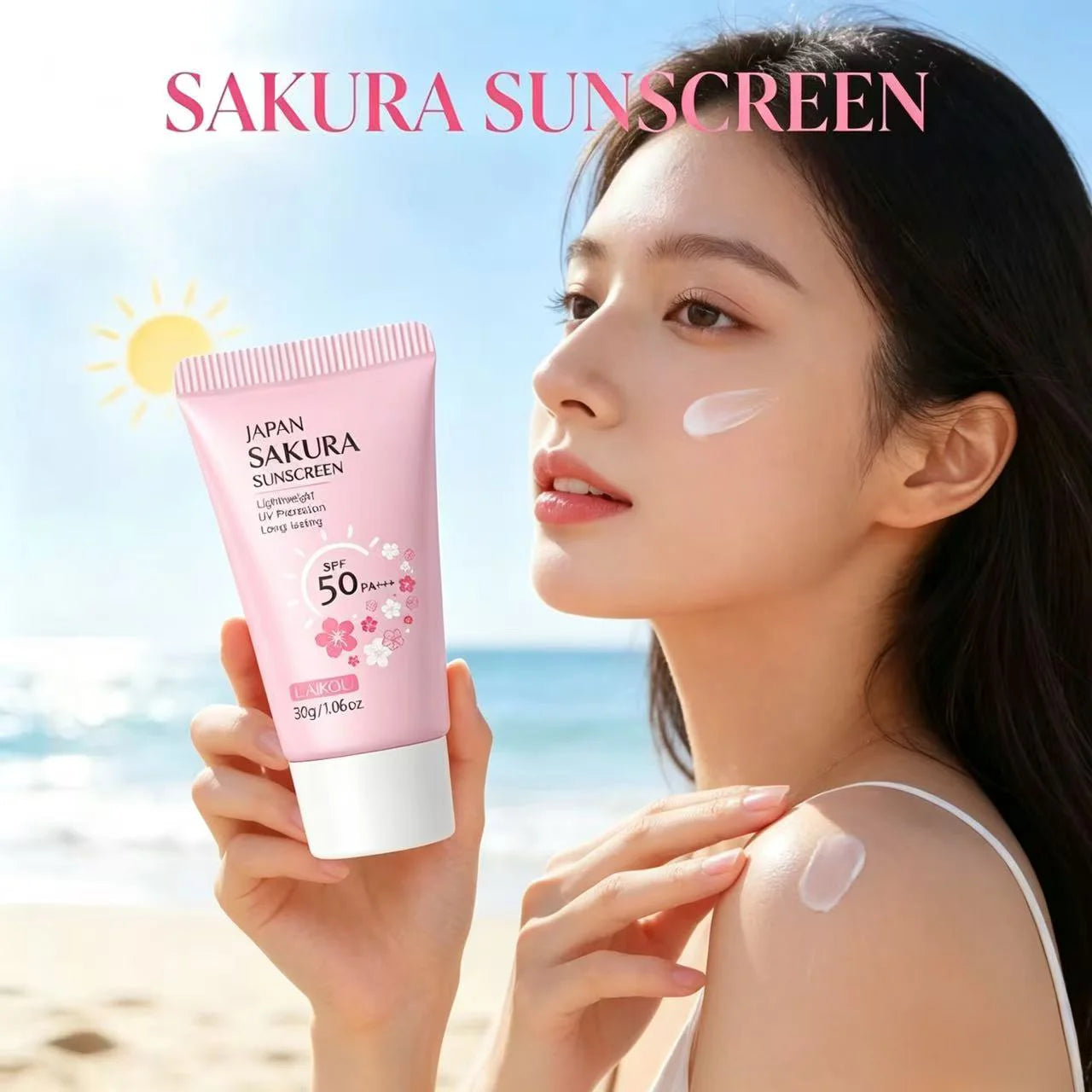 LAIKOU Sakura SunShield SPF50+ Sunscreen Cream ☀️